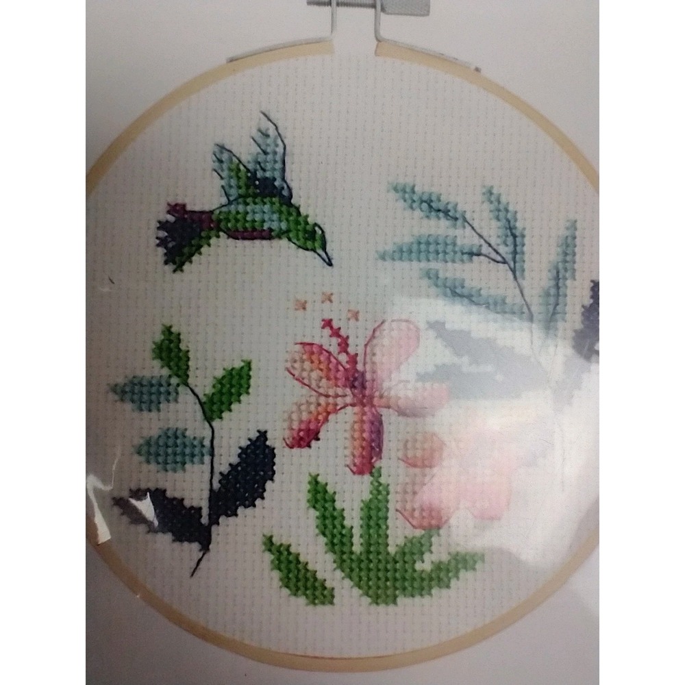DMC Cross Stitch Kit Exotic Flowers Hummingbird 5.9" Hoop - Picture 6 of 10